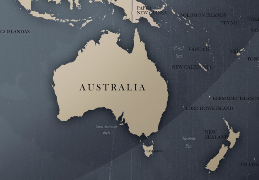 ARTGEIST verdenskort billede -  Bl/sort og brunt print p kork, 3-delt (flere strrelser)