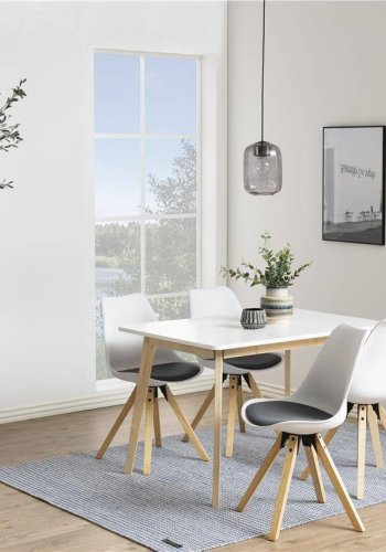 ACT NORDIC Raven spisebord - hvidt og natur tr, 80x120 