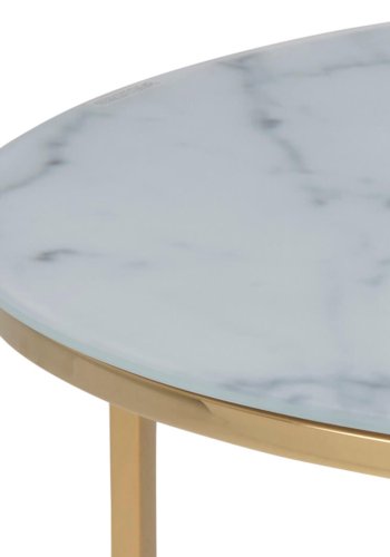ACT NORDIC Alisma sofabord - glasplade, m. marmor print, rundt (:80)