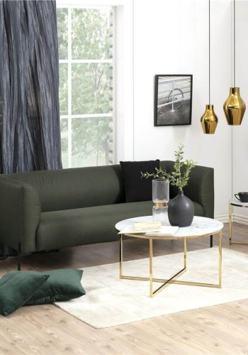 ACT NORDIC Alisma sofabord - glasplade, m. marmor print, rundt (:80)