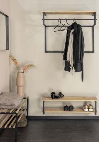 SPINDER DESIGN Rizzoli/Marco XL skohylde, m. 2 hylder - natur eg og sort stl (B:100)