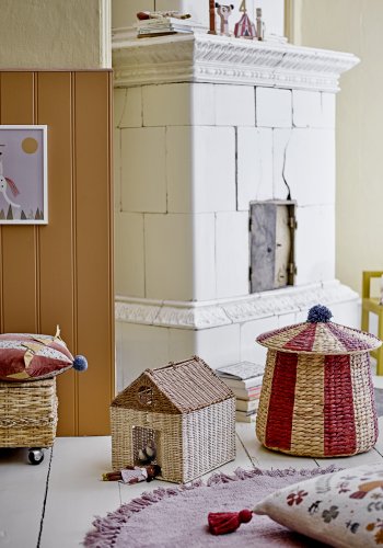 BLOOMINGVILLE MINI Birsen kurv, m. lg - natur og rd vandhyacint (40)