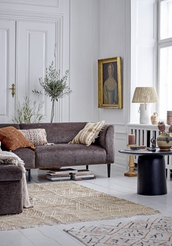 BLOOMINGVILLE Rama bordlampe - jute og hvid stentj