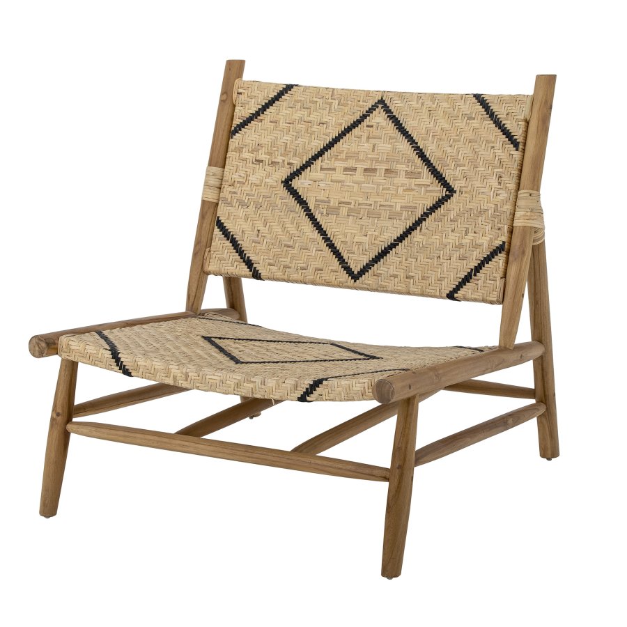 CREATIVE COLLECTION Lennox loungestol - natur/sort rattan og natur teaktr