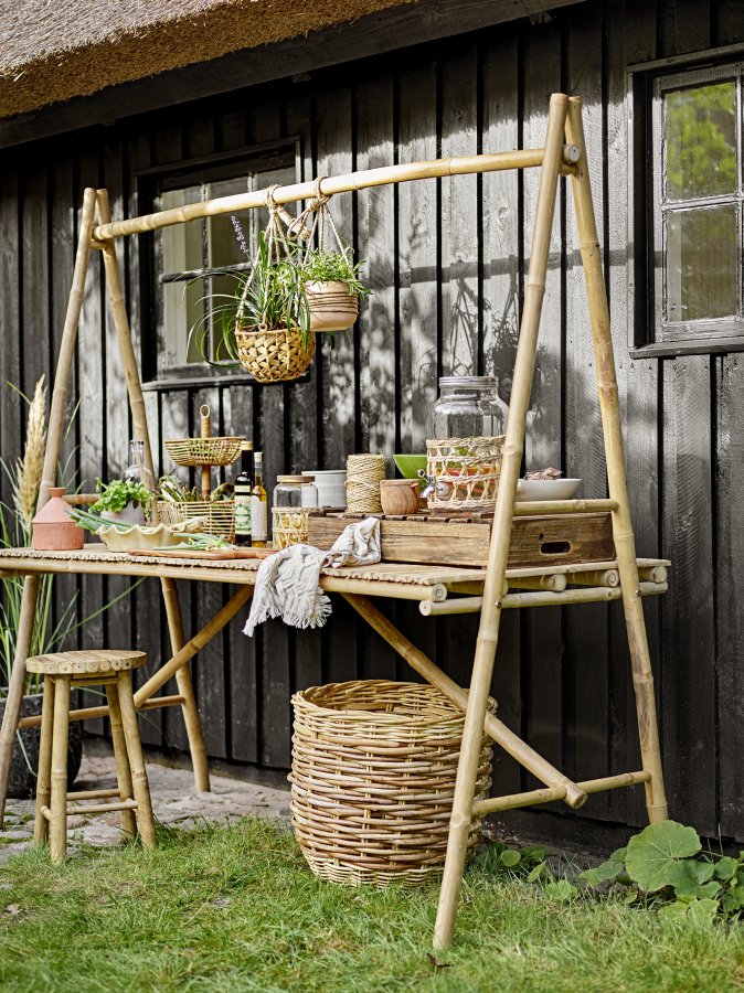 BLOOMINGVILLE Malo havebord, m. stativ, rektangulr - natur bambus (178x75)