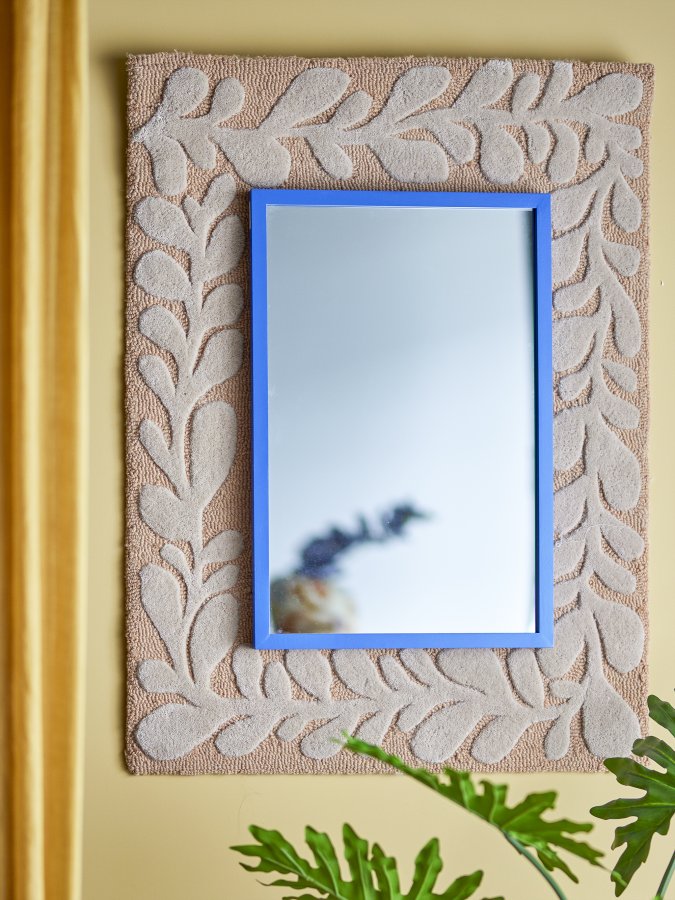 BLOOMINGVILLE Atle vgspejl, rektangulr - spejlglas og bl MDF (40x60)