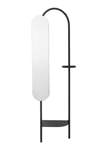 BLOOMINGVILLE Belen tjstativ, m. justerbart spejl og 1 hylde - spejlglas og sort metal