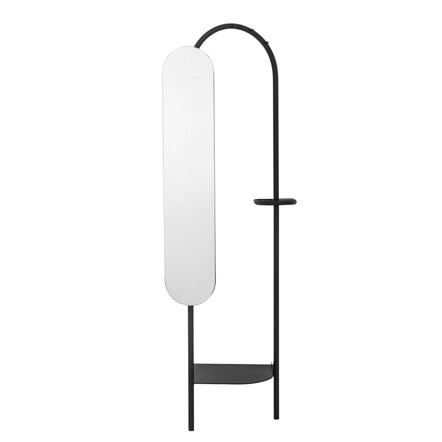 BLOOMINGVILLE Belen tjstativ, m. justerbart spejl og 1 hylde - spejlglas og sort metal