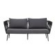 BLOOMINGVILLE Pavone havesofa, m. armln og mrkegr puder - sort polyesterreb og sort metal