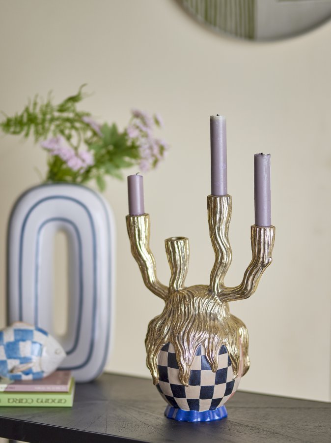 BLOOMINGVILLE Medusa Lysestage, Guld, Polyresin