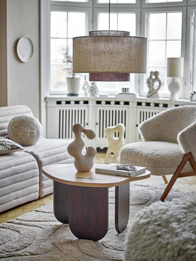 BLOOMINGVILLE Camino loungestol - natur stof og brun gummitr