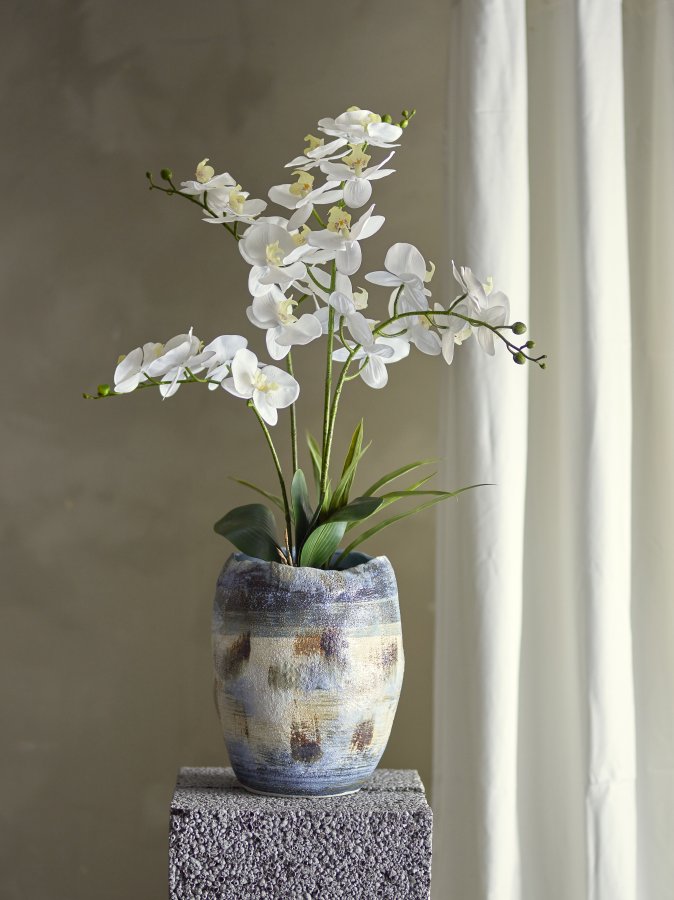BLOOMINGVILLE Orchid kunstig plante - hvid og grn plastik