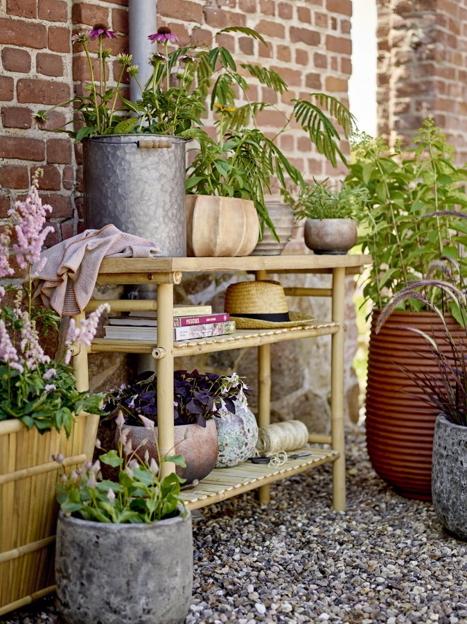 BLOOMINGVILLE Sole sidebord, m. 2 hylder - natur bambus (100x40)