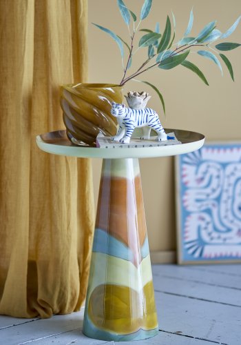 BLOOMINGVILLE Brooke sidebord, rund - gul og multifarvet metal (45,5)