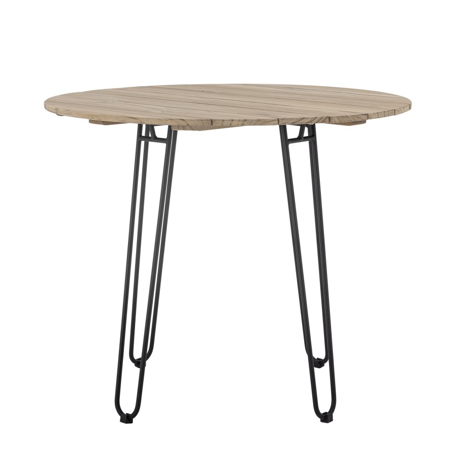 BLOOMINGVILLE Molito havebord, rund - natur teaktr og sort metal (90)