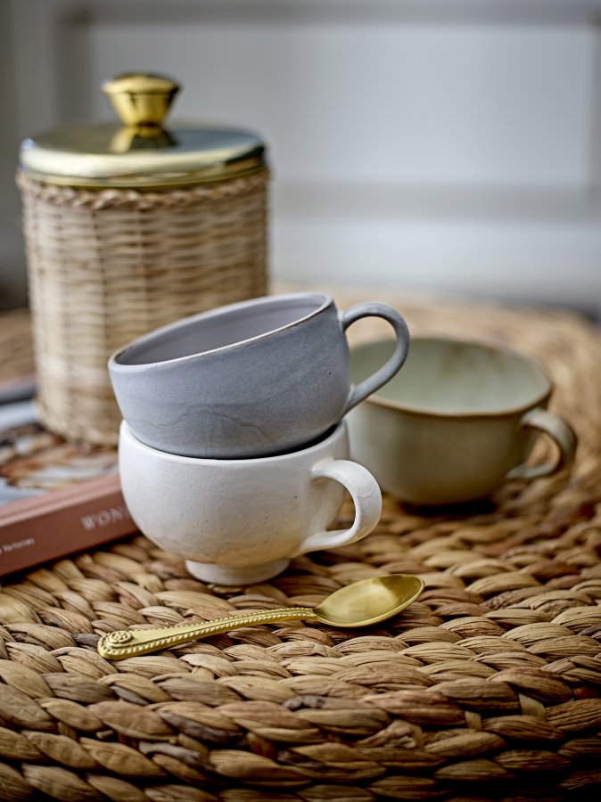 BLOOMINGVILLE Abas krukke, m. lg - rattan og messing rustfrit stl (st af 2)