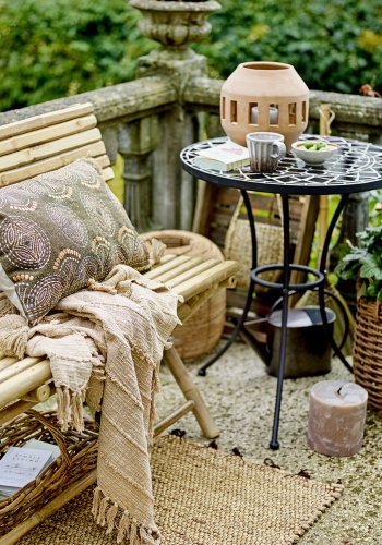 BLOOMINGVILLE Terrazzo udendrs stearinlys, rund - brun paraffin (15)