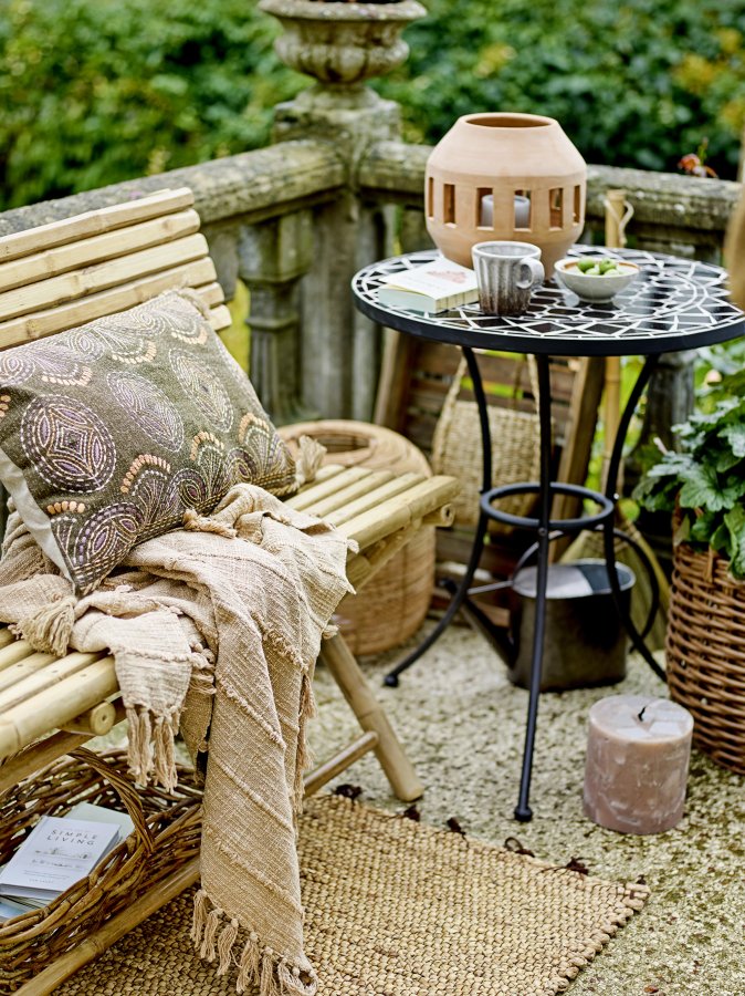 BLOOMINGVILLE Terrazzo udendrs stearinlys, rund - brun paraffin (15)