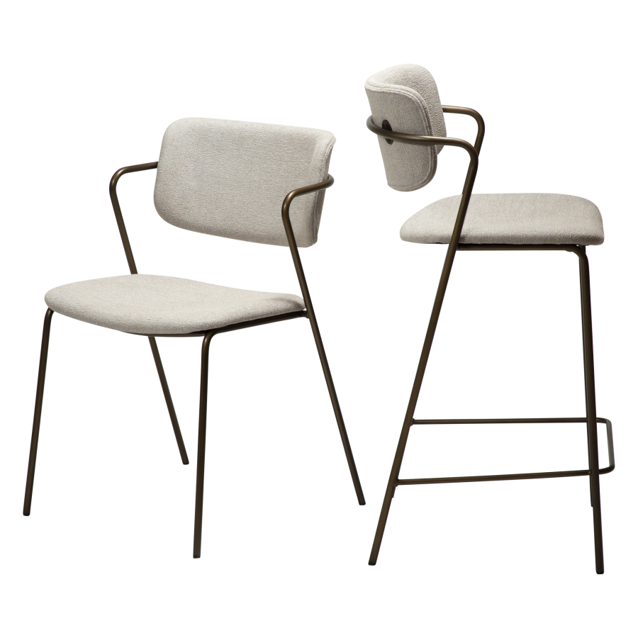 DAN-FORM ZED Stol Cashmere bouclé stof m. antikke messing ben