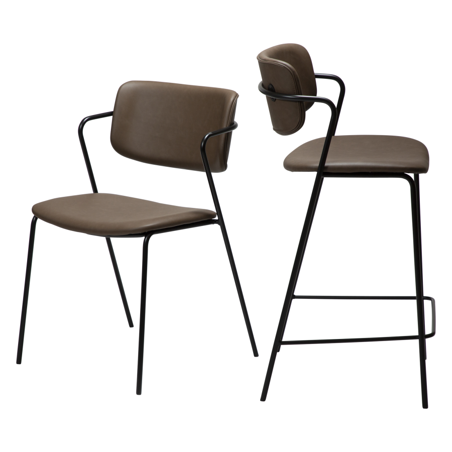 DAN-FORM ZED Stol Major brunt imiteret lder m. sorte ben