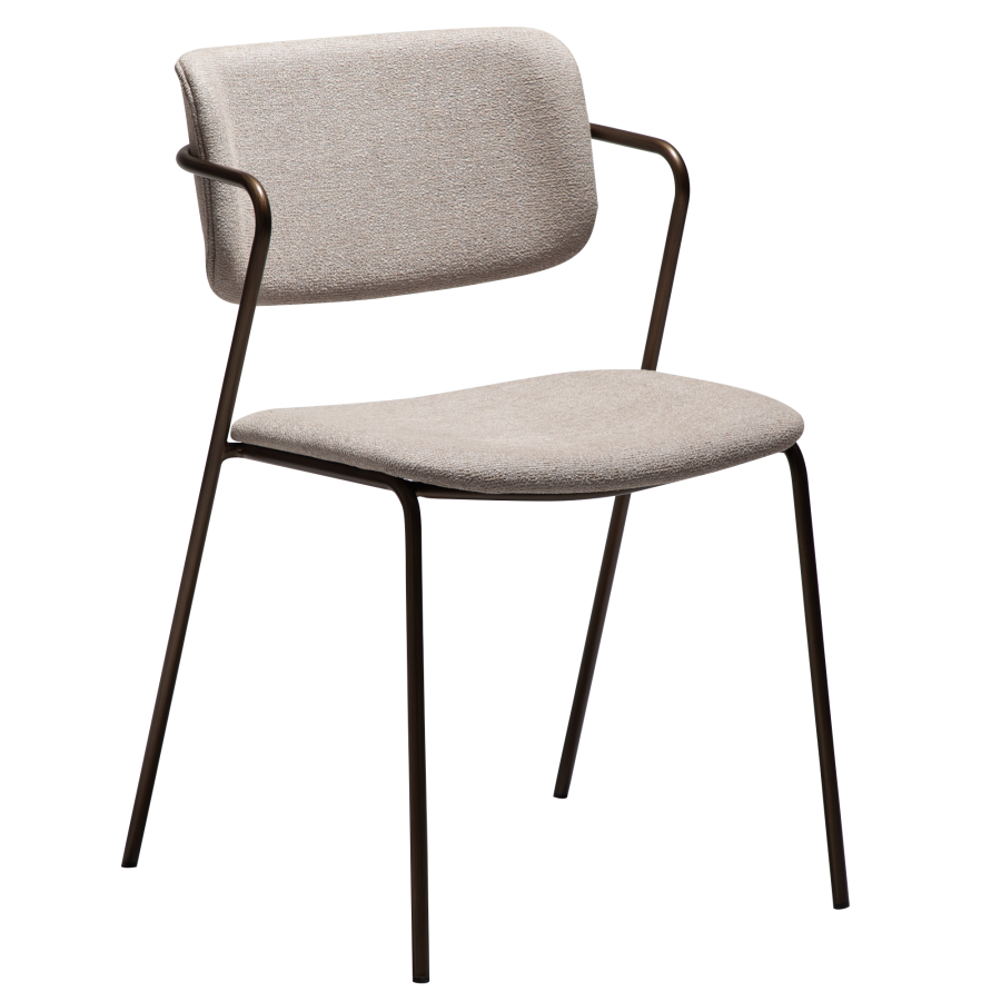 DAN-FORM ZED Stol Cashmere bouclé stof m. antikke messing ben