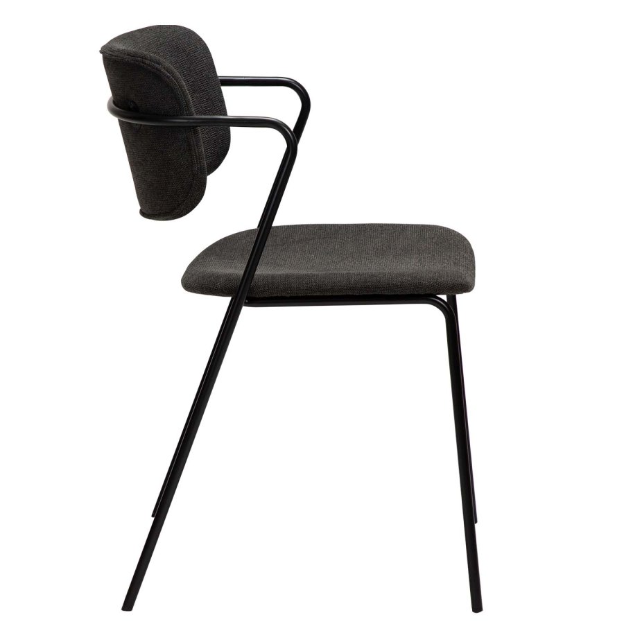 DAN-FORM Zed spisebordsstol, m. armln - sort stof og sort metal