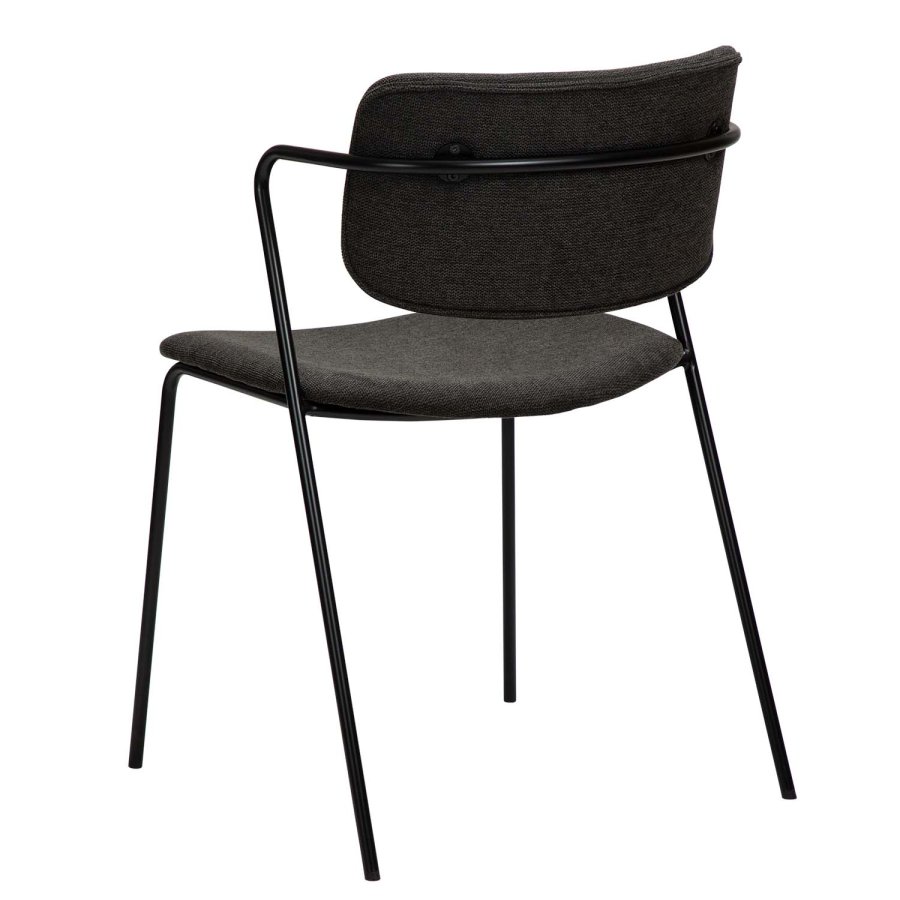 DAN-FORM Zed spisebordsstol, m. armln - sort stof og sort metal