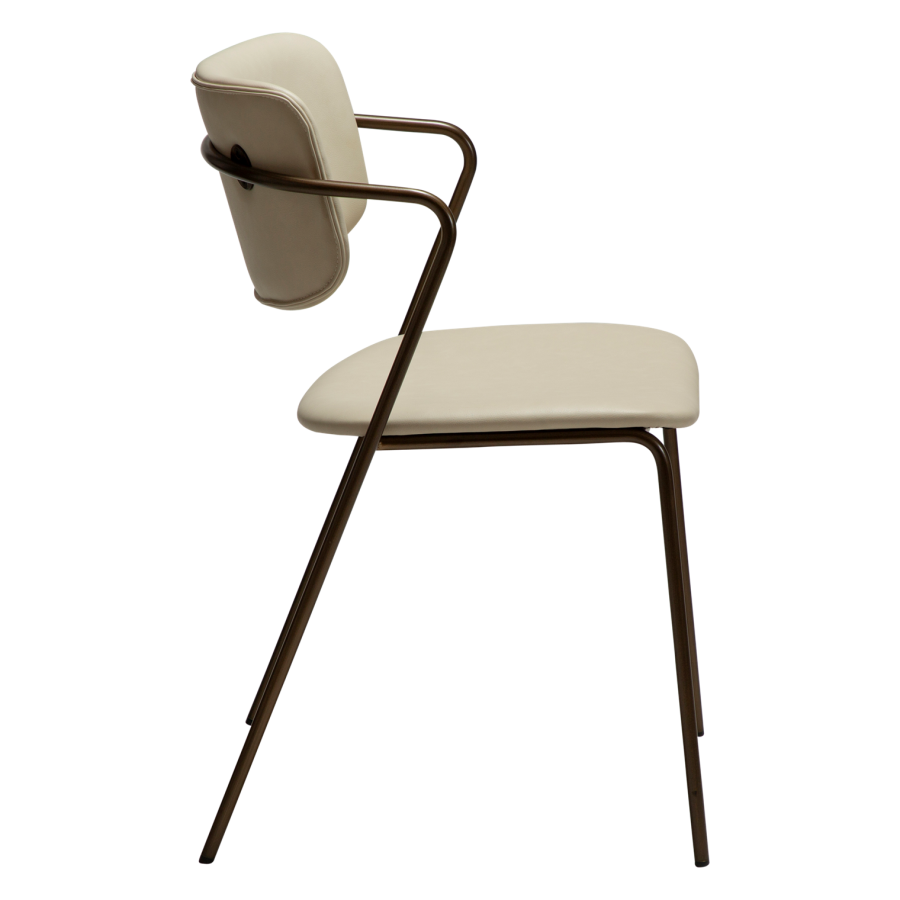 DANFORM Zed spisebordsstol, m. armln - matteret mandel kunstlder og antik messing stl