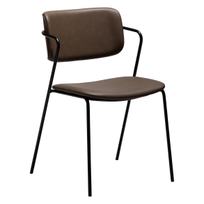 DAN-FORM ZED Stol Major brunt imiteret lder m. sorte ben