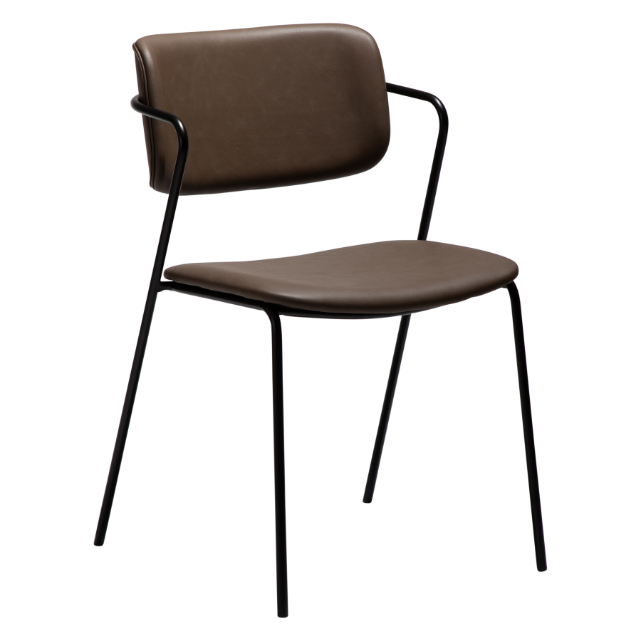 DAN-FORM ZED Stol Major brunt imiteret lder m. sorte ben