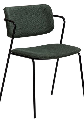 DAN-FORM Zed spisebordsstol, m. armln - grn stof og sort metal