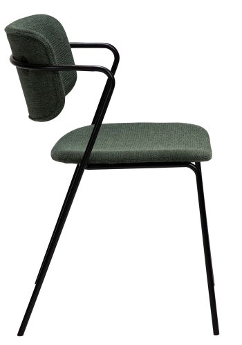 DAN-FORM Zed spisebordsstol, m. armln - grn stof og sort metal