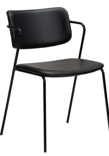 DAN-FORM Zed spisebordsstol, m. armln - sort kunstlder og sort metal