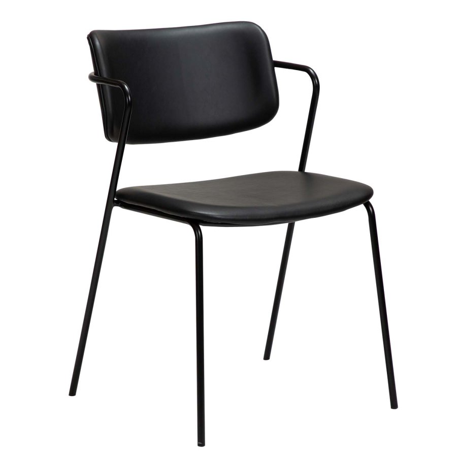 DAN-FORM Zed spisebordsstol, m. armln - sort kunstlder og sort metal