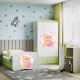 Babydreams juniorseng m bamse/sommerfugle, m. madras, sengehest, skuffe - hvid/grn laminat (160x80)