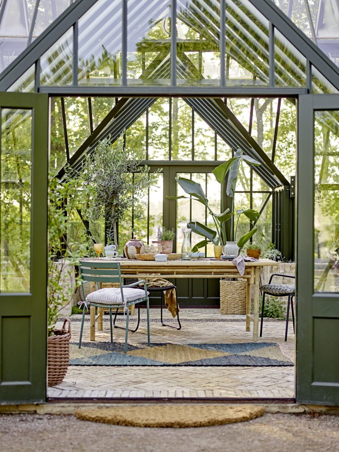 BLOOMINGVILLE Monsi havestol, m. armln, stabelbar - grn galvaniseret jern