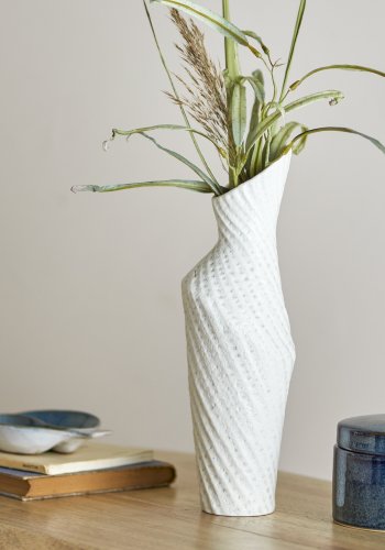 CREATIVE COLLECTION Fikla Vase, Hvid, Stentj