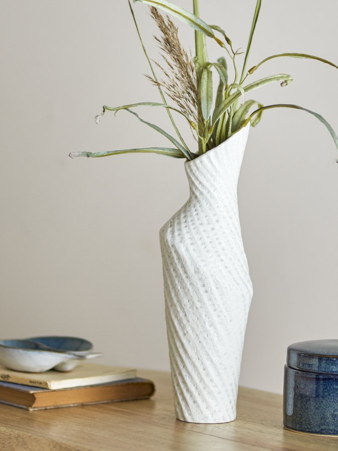 CREATIVE COLLECTION Fikla Vase, Hvid, Stentj