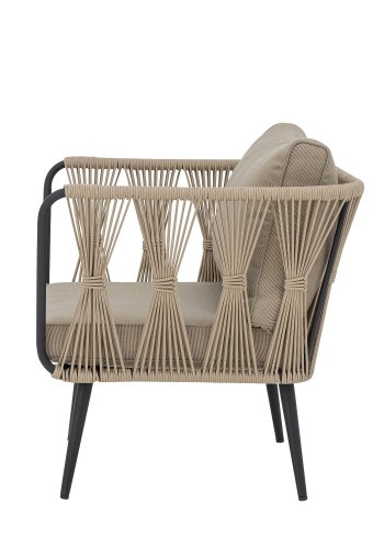 BLOOMINGVILLE Pavone udendrs loungestol, m. armln, beigebrune puder - lysebrun reb/sort metal